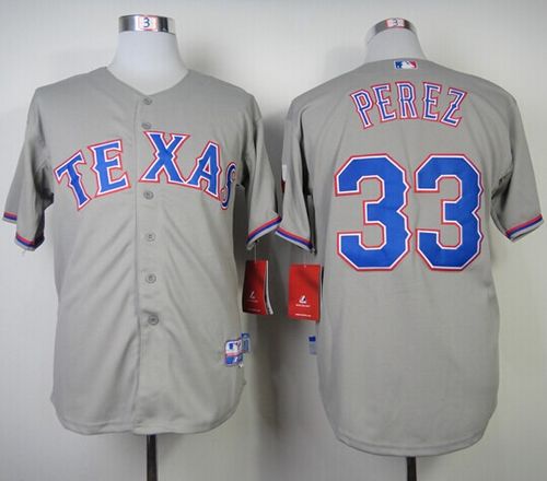 Rangers #33 Martin Perez Grey Cool Base Stitched MLB Jersey - Click Image to Close